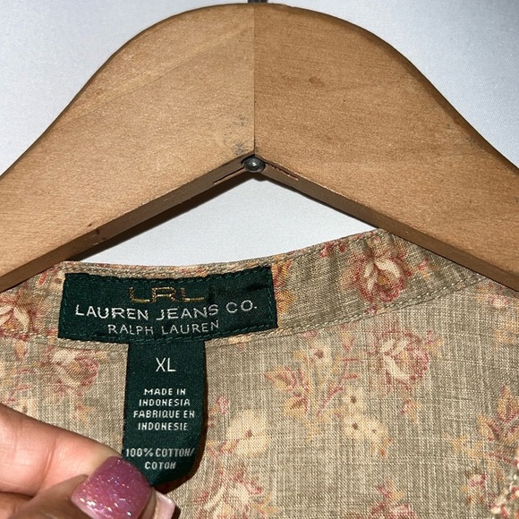 Lauren Ralph Lauren Jeans Co. Ruffle Floral Prairie Blouse Willow Bark - Picture 5 of 8